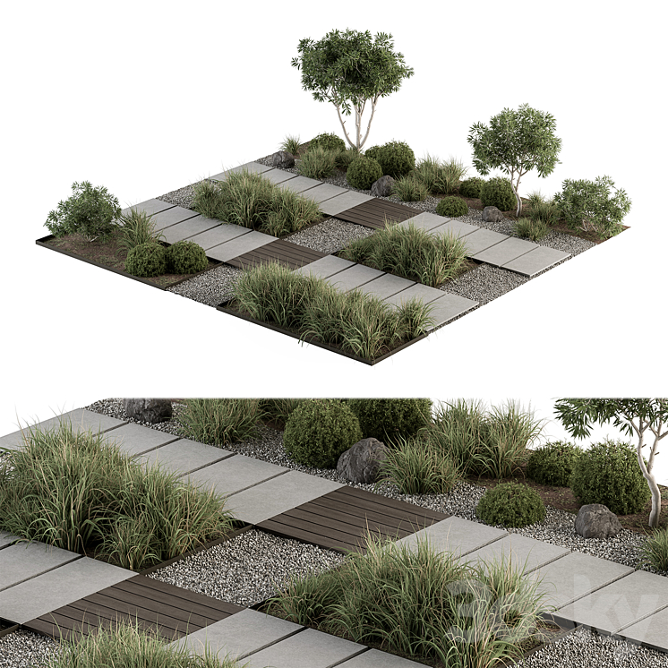 Urban Furniture / Architecture Environment with Plants- Set 67 3D Model
