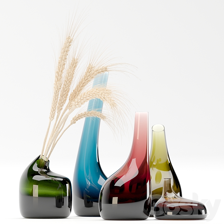 Decorative Glass Vase & Wheat 3DS Max - thumbnail 2