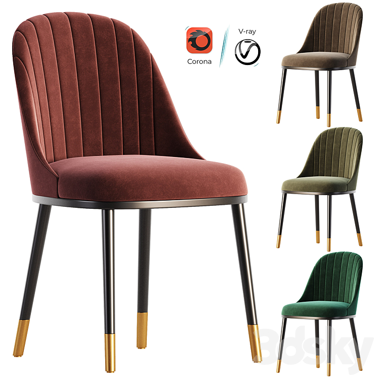 modern dining chair 3DS Max Model - thumbnail 1