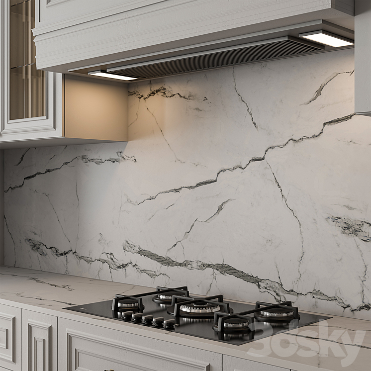 Kitchen NeoClassic – White Set 66 3DS Max Model - thumbnail 2