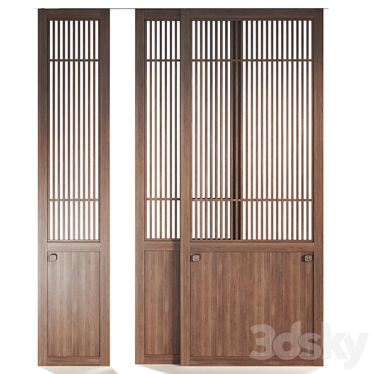 Decorative sliding partition Japanese 2 3D Model