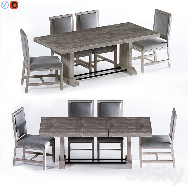 Fort Extending Dining Table 3DS Max - thumbnail 1