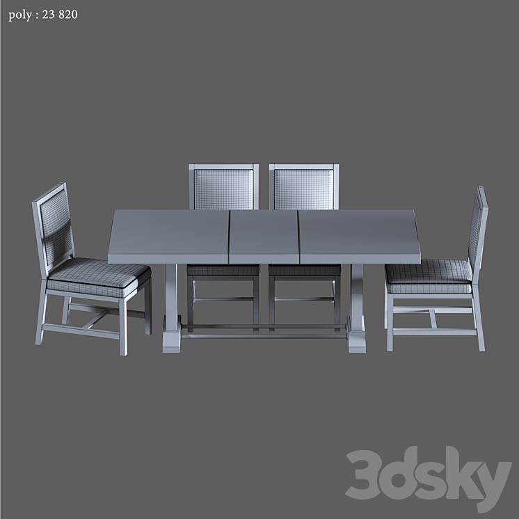 Fort Extending Dining Table 3DS Max - thumbnail 2