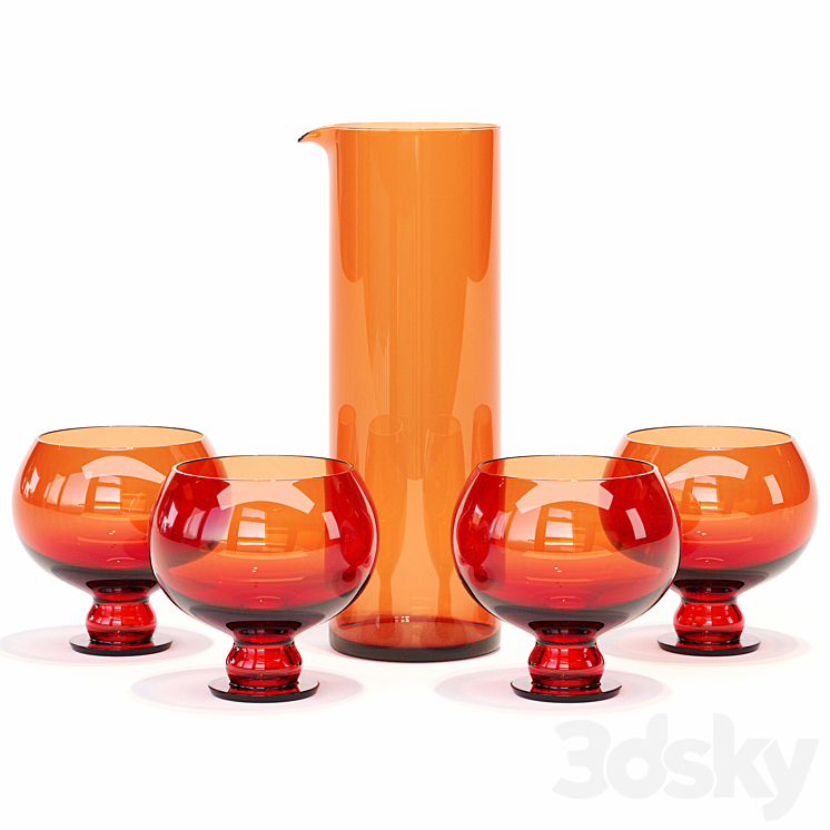 HKliving / Funky Orange Glassware Set 3D Model