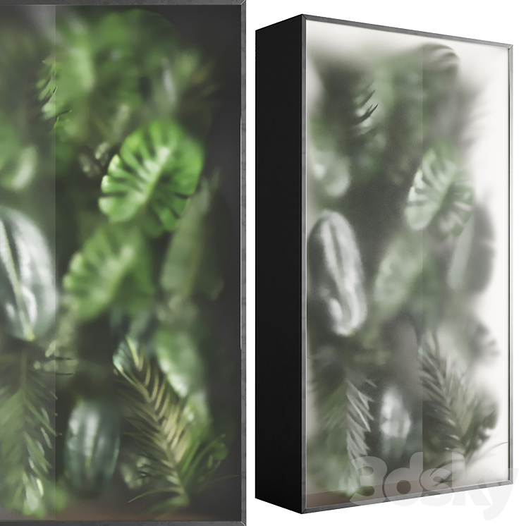 light box with tropical leaf garden in frame glass Smoked 01 3D Model