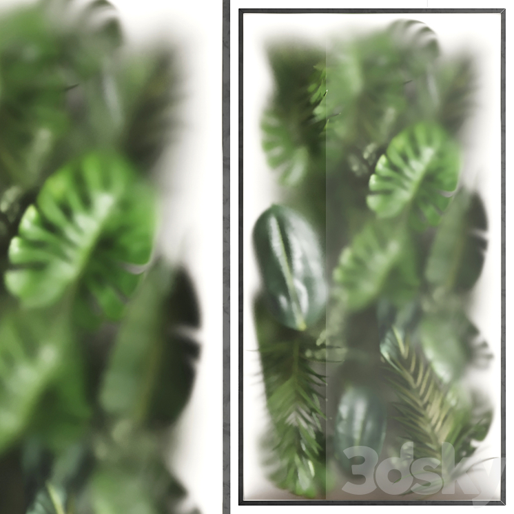 light box with tropical leaf garden in frame glass Smoked 01 3D Model