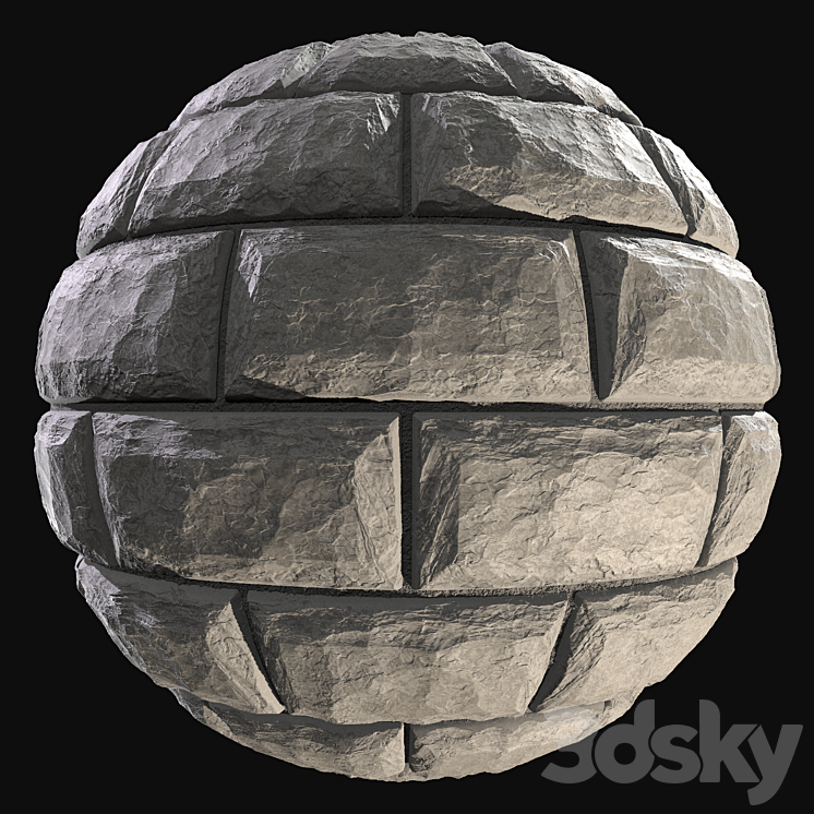 Wall of white wild stone material 3D Model
