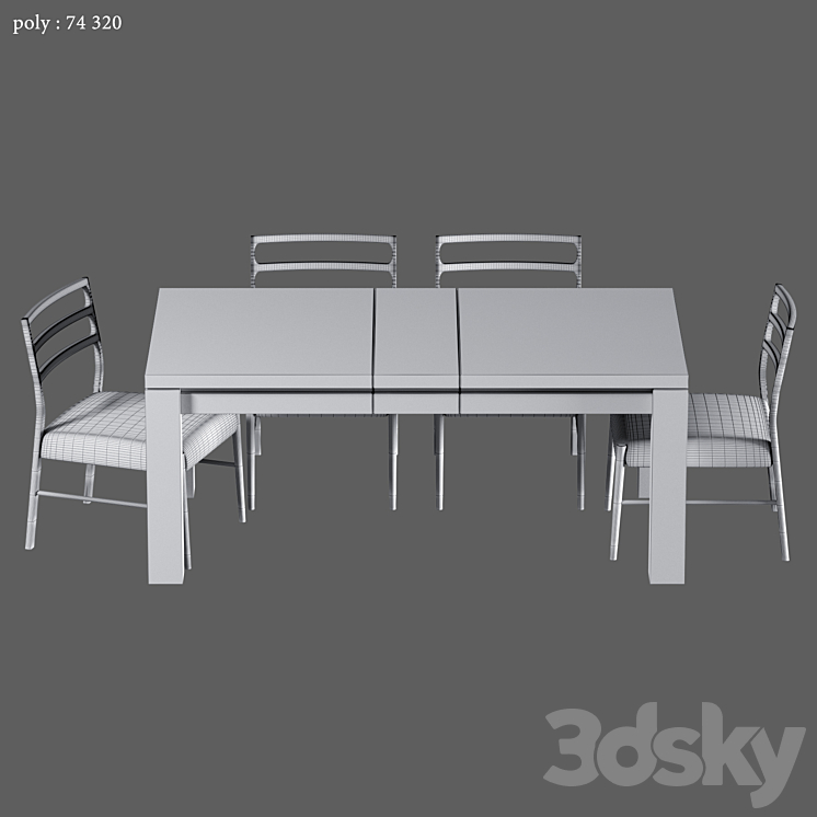 Folsom Storage Extending Dining Table 3D Model