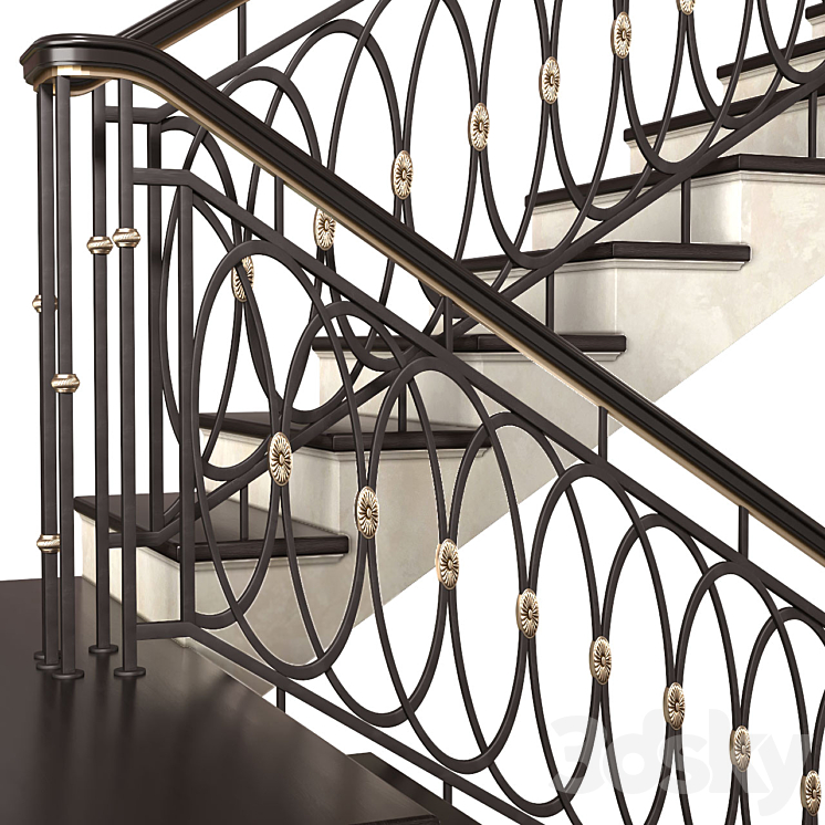 Modern stair staircase in Art Deco style. 3D Model Free