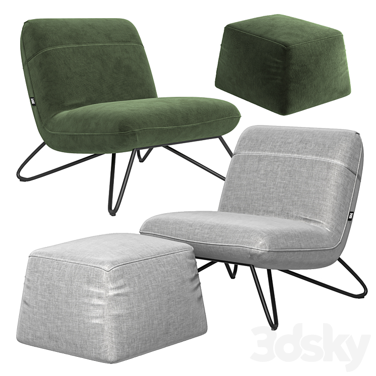 ROLF BENZ 394 Fabric easy chair 3DS Max Model - thumbnail 1