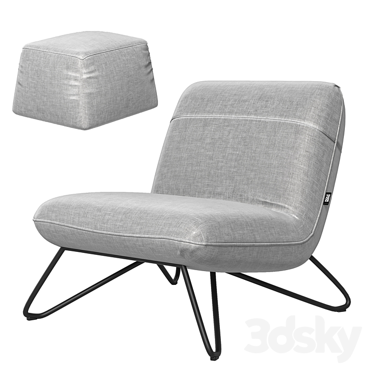 ROLF BENZ 394 Fabric easy chair 3DS Max Model - thumbnail 2