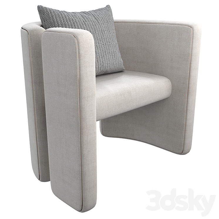 Armchair Con S34 white 3DS Max Model - thumbnail 1