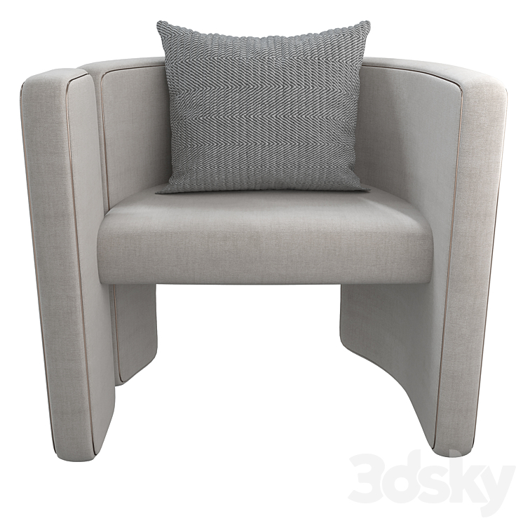 Armchair Con S34 white 3DS Max Model - thumbnail 2