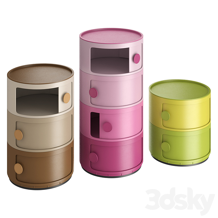Nordic round bedside table 3DS Max - thumbnail 2
