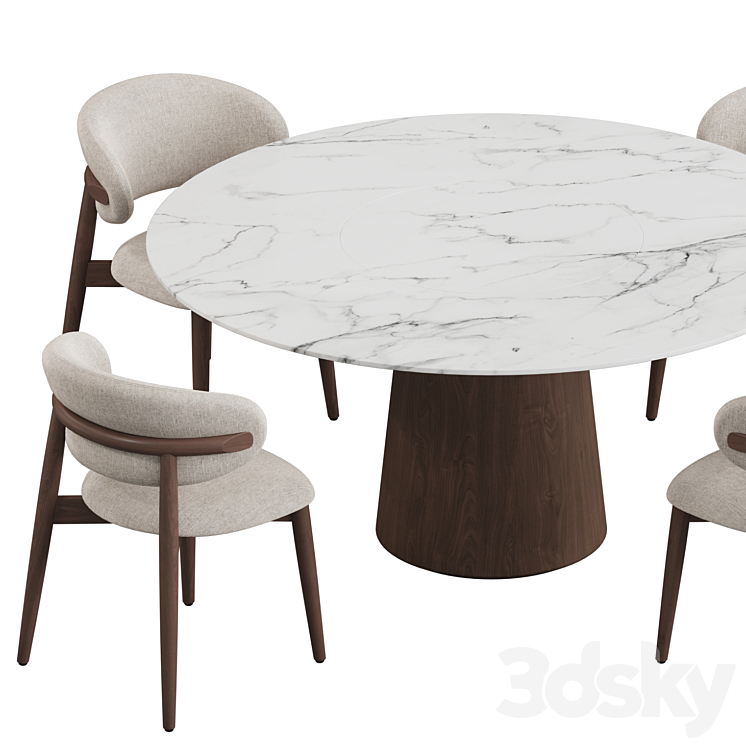 Porro Materic table Oleandro chair Dining set 3D Model