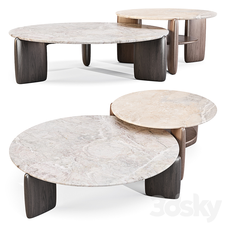 [3DSKY] Tacchini: Kanji - Coffee And Side Table 3D Model | NEW UPDATE 2023
