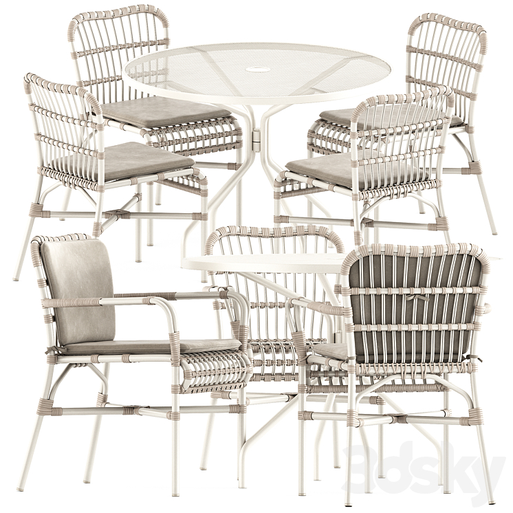 Lucy dining chairs by Vincent sheppard and Cambi Round table By Emu 3DS Max Model - thumbnail 1