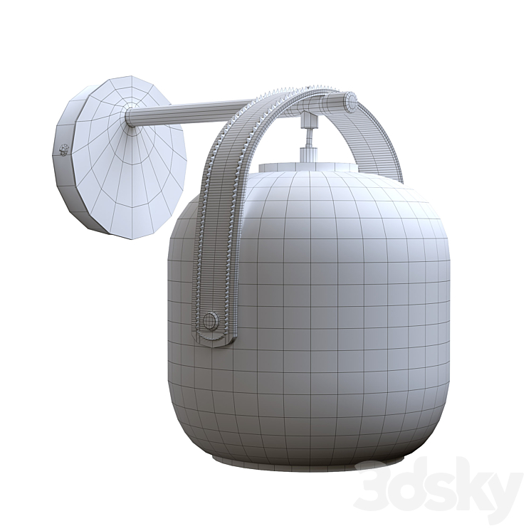 Wall lamp in metal and frosted glass Kasito 3D Model