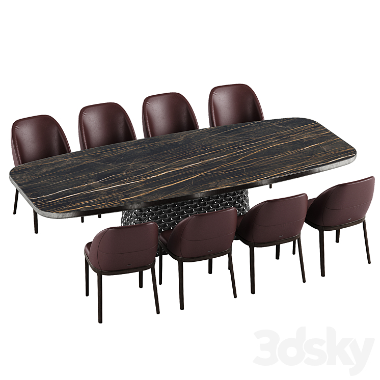 Cattelan Italia Atrium Keramik Premium table Mariel chair set 3DS Max Model - thumbnail 2