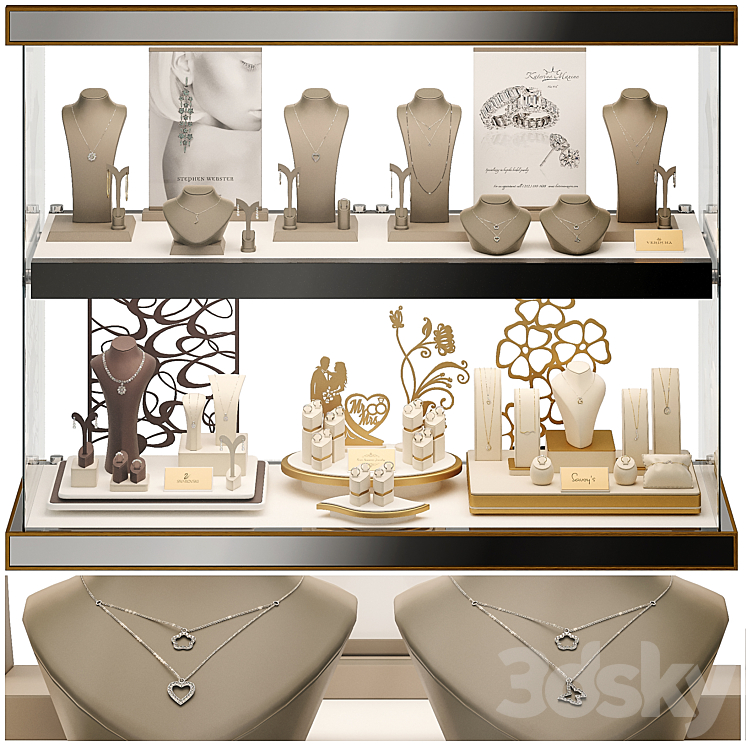 Jewelry showcase for a store. Jewelry stand. Display 3D Model