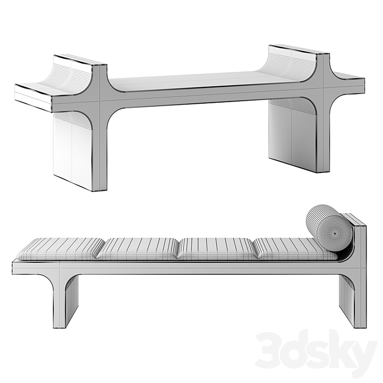 DHARMA bench by Baxter 3DS Max - thumbnail 2