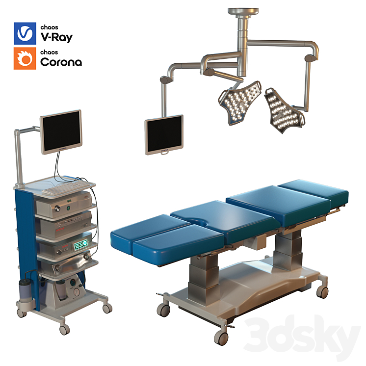 hospital equipment vol 3 (surgical room set) 3DS Max Model - thumbnail 1