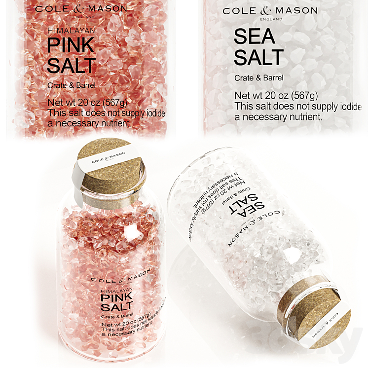Cole and Mason Pink Himalayan Salt and Sea Salt kitchen set 3D Model
