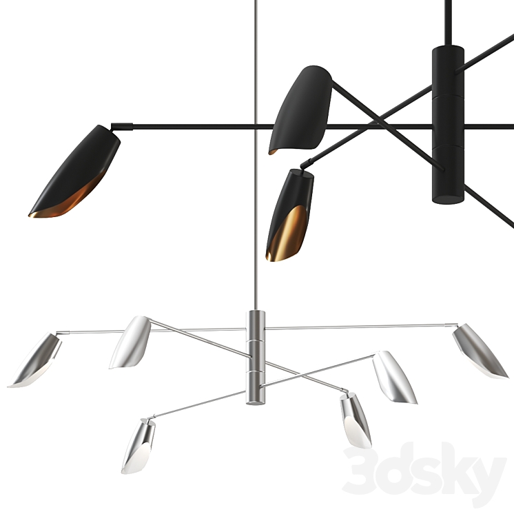 Bowery 3 Tier Led Chandelier by Fredrick Ramond Pendant Lamp 3DS Max - thumbnail 2