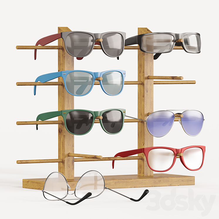 Sunglasses stand with glasses 3D Model
