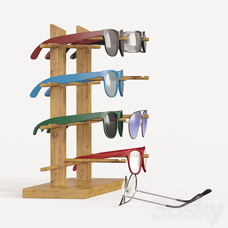 Sunglasses stand with glasses 3D Model