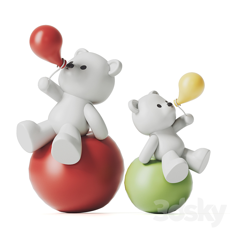 Teddy Bear and Balloons 3D Model