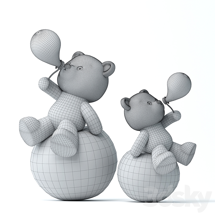 Teddy Bear and Balloons 3DS Max - thumbnail 2