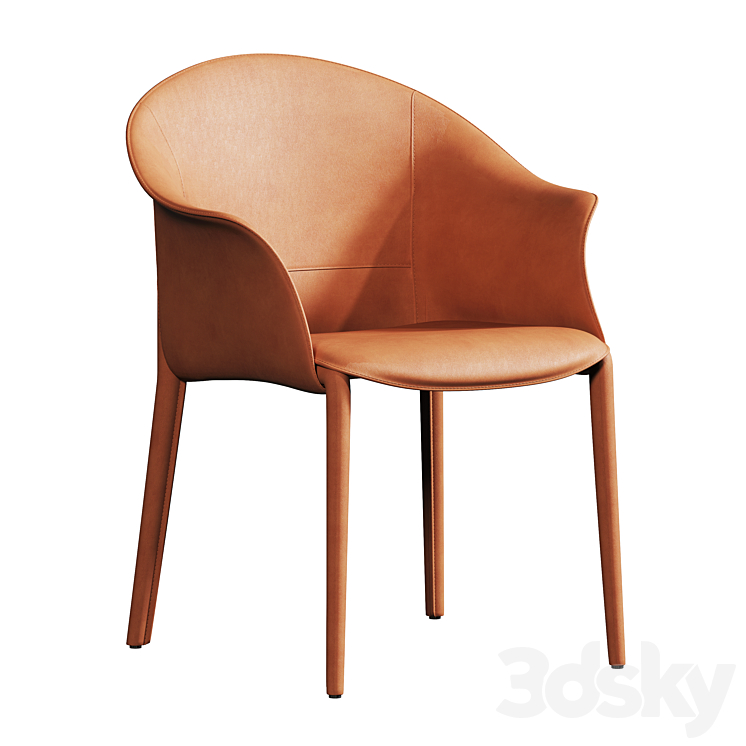 Leisure dining chair 3DS Max Model - thumbnail 1