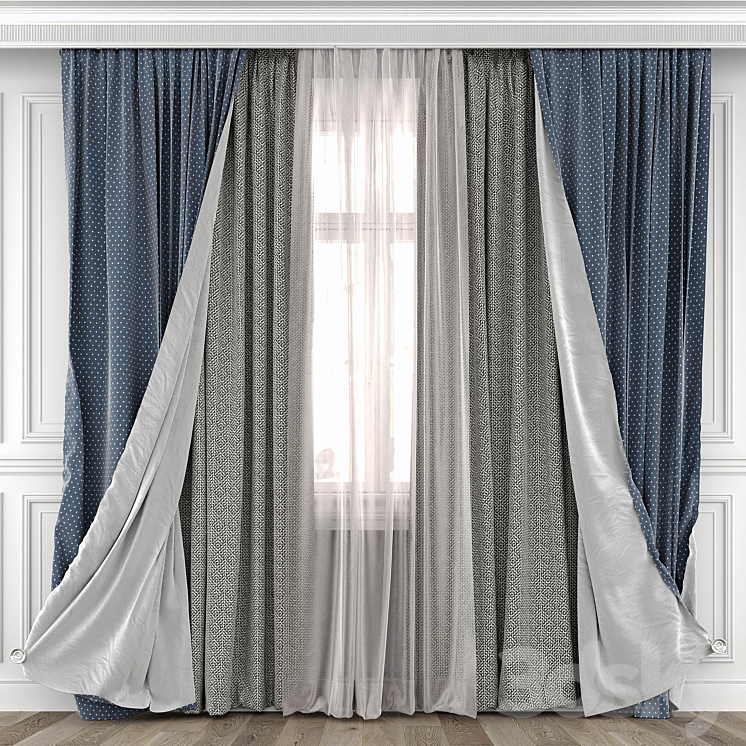 Curtains with window 493C 3DS Max Model - thumbnail 1