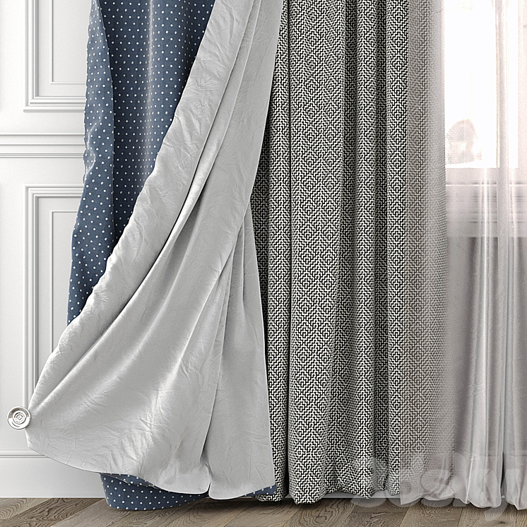 Curtains with window 493C 3DS Max Model - thumbnail 2