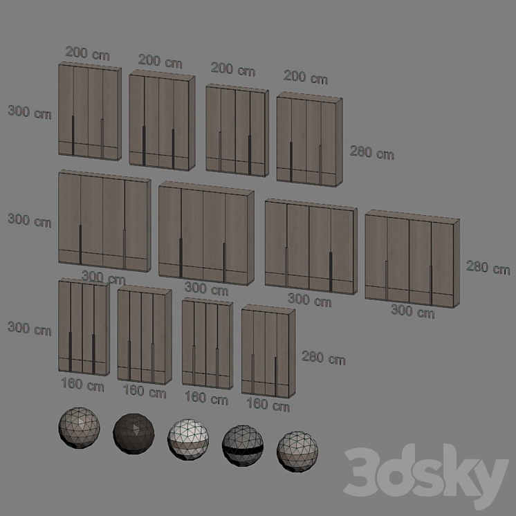 170 cabinet furniture 02 minimal wardrobe cupboard 01 3DS Max Model - thumbnail 2