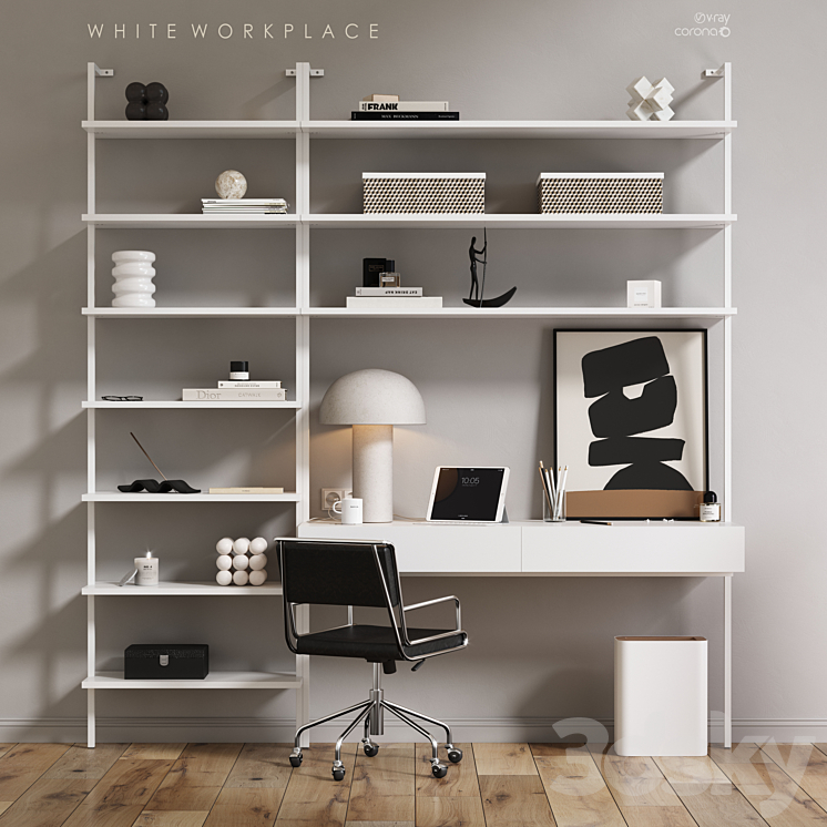 white workplace 3DS Max - thumbnail 2