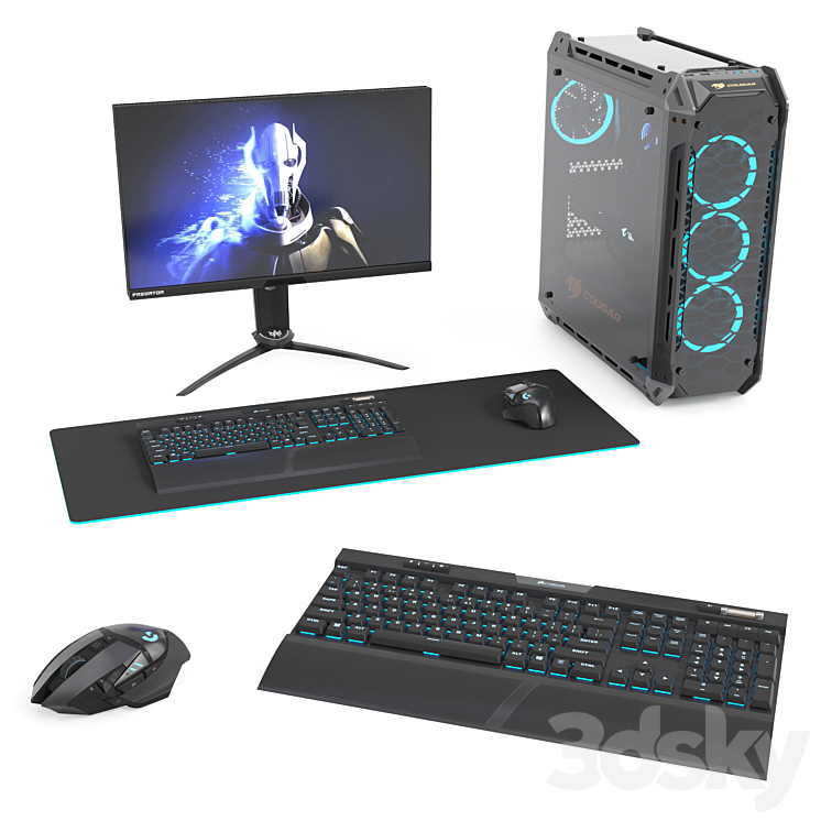 Gamer_Set_1_PC 3D Model Free