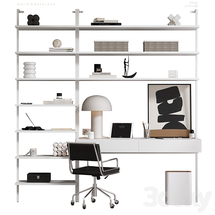 white workplace 3DS Max - thumbnail 1
