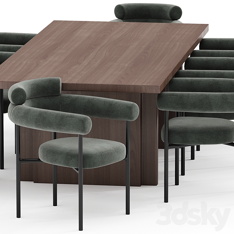 Portia Safari Dining Table Chair 3DS Max Model - thumbnail 2