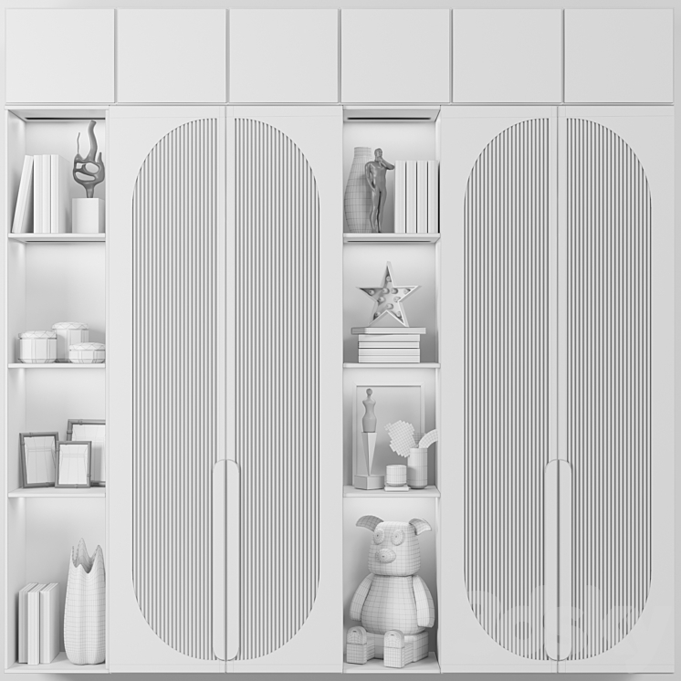 Wardrobe with decor books and figurines in the nursery 3DS Max Model - thumbnail 2