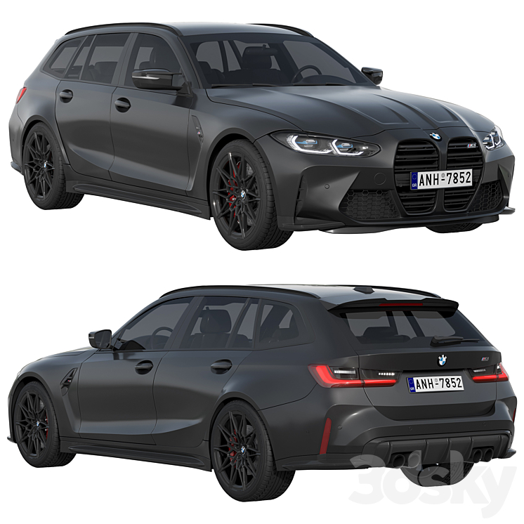 BMW M3 Competition Touring 2022 3DS Max Model - thumbnail 1