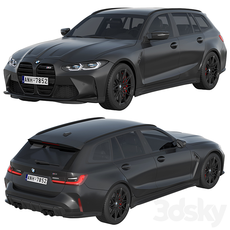 BMW M3 Competition Touring 2022 3DS Max Model - thumbnail 2