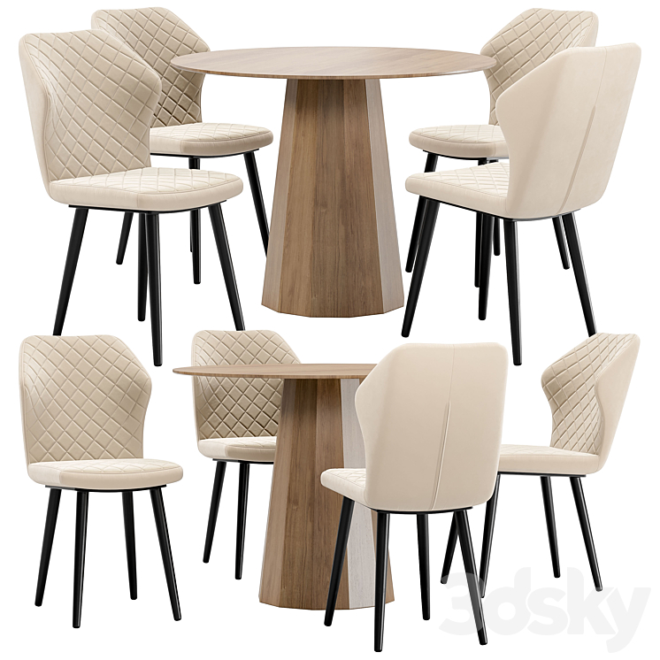 Villa dining chair and Tarf table 3DS Max Model - thumbnail 1
