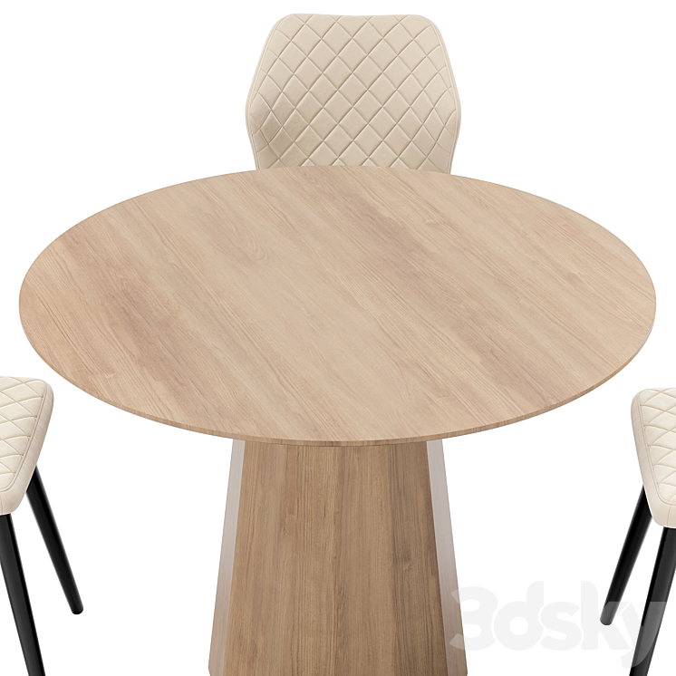 Villa dining chair and Tarf table 3DS Max Model - thumbnail 2
