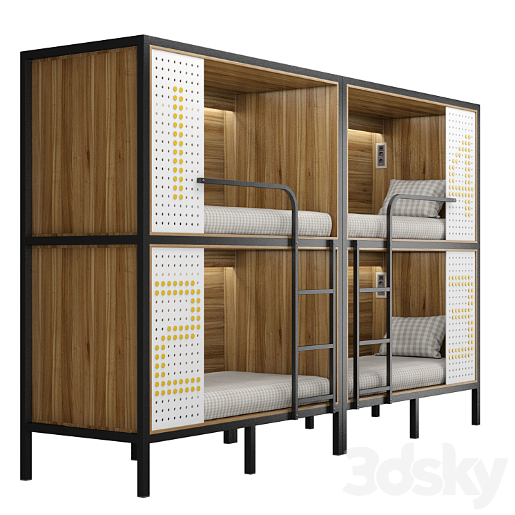 Bunk bed for hostel and dorm 3DS Max Model - thumbnail 1