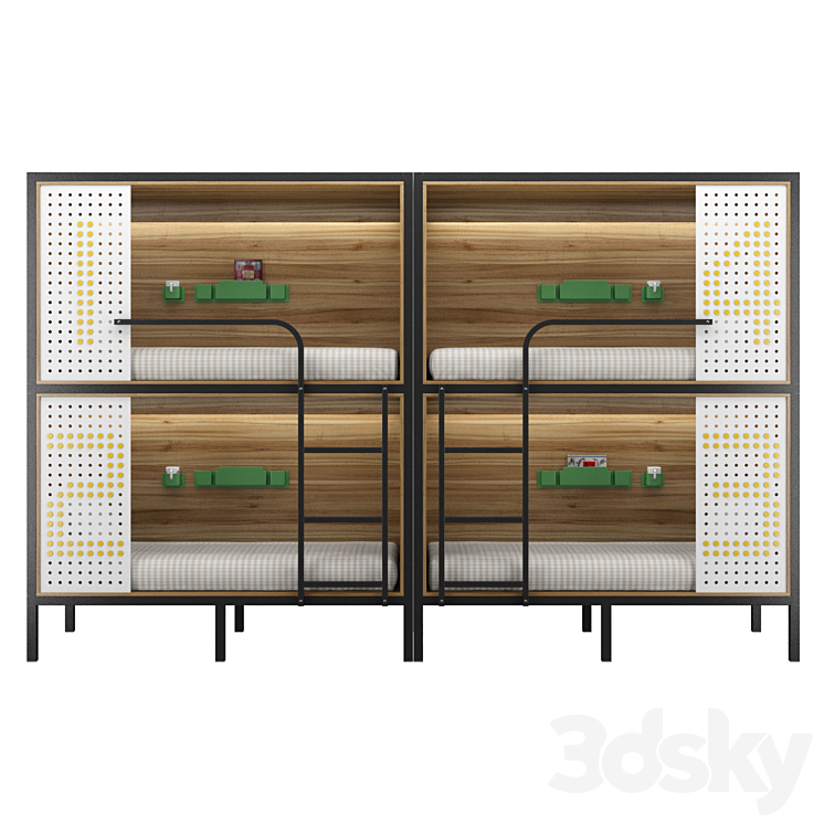 Bunk bed for hostel and dorm 3DS Max Model - thumbnail 2
