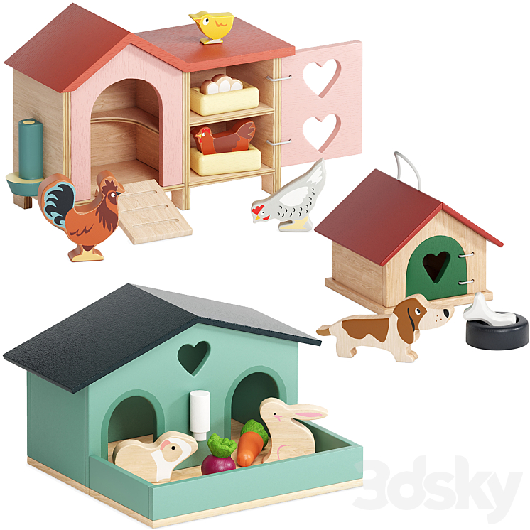 Tender Leaf Animal Toys Set 3D Model