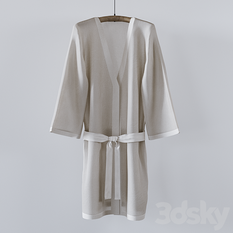 Set with basket bathrobe and bathroom accessories 3DS Max Model - thumbnail 2