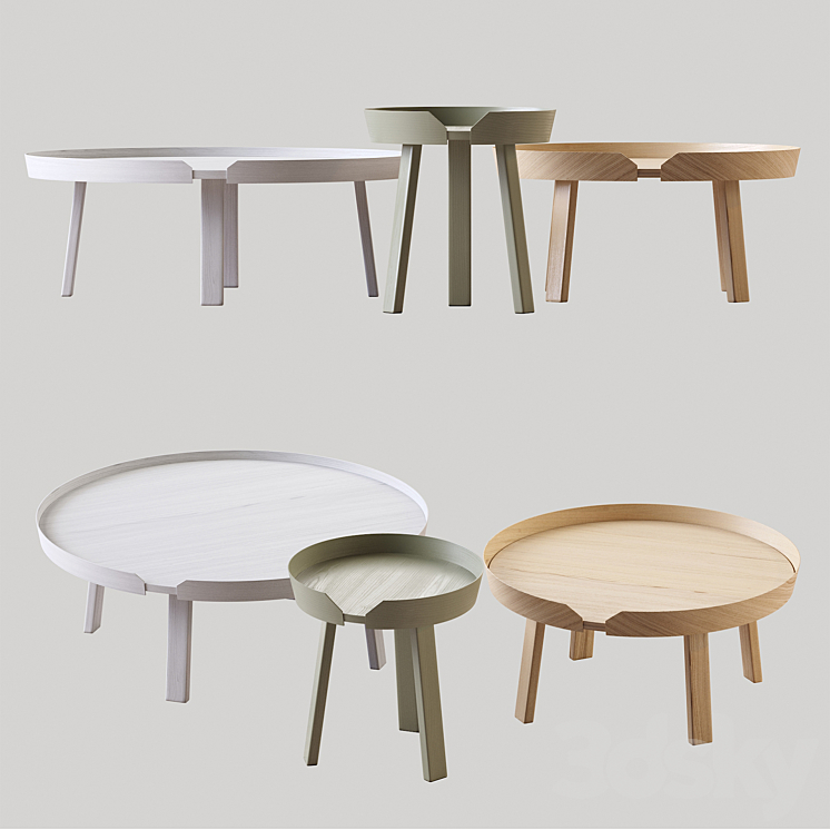 Around Coffee Table 3DS Max Model - thumbnail 2